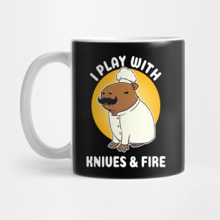 I play with knives and fire Capybara Chef Cartoon Mug